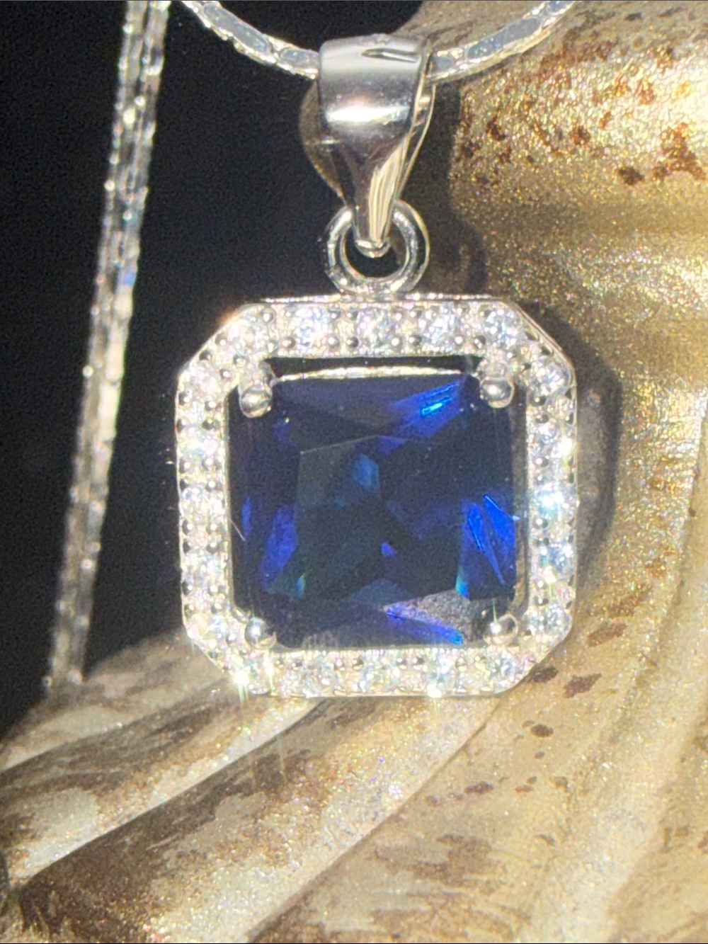 1.75 CT BLUE SAPPHIRE NECKLACE 925 Sterling Silver NEW 26-28” GORGEOUS Pendanr